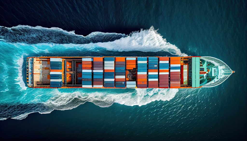 Cargo ship carrying containers for global export and import freight